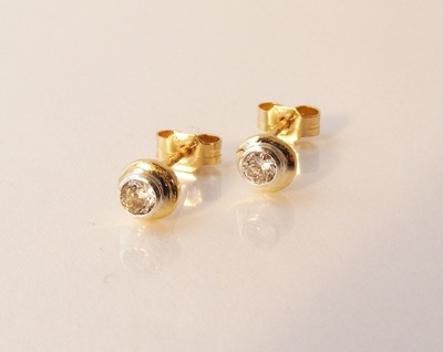 pebble shaped diamond & gold studs