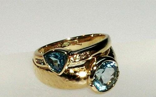 Aquamarine & gold rings