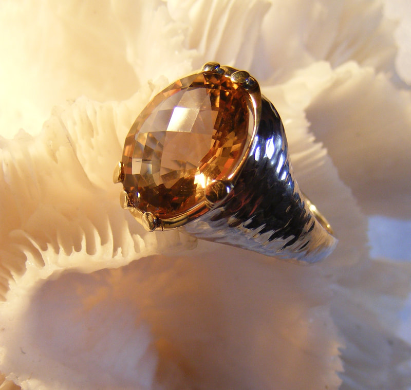sherry checkerboard topaz, nuggets  ring