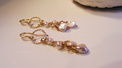 Keshi natural pearl & gold Earrings