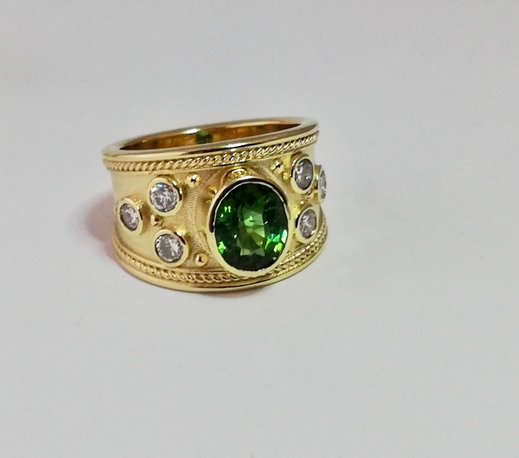 Tourmaline & Diamond Byzantine ring